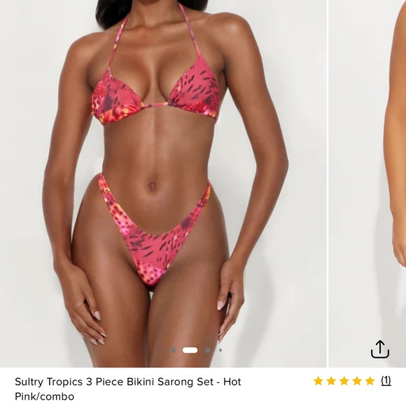 Fashion Nova Sultry Tropics 3 Piece Bikini Sarong Set - Picture 3 of 4